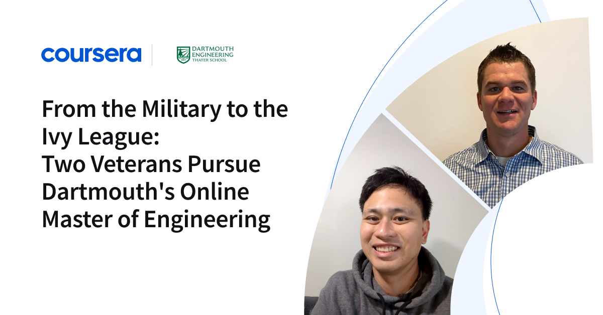 From Combat Boots to Classrooms: Two Veterans Transition to Dartmouth’s Online Master of Engineering Program