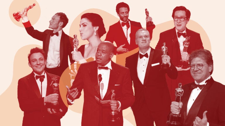 “Every awards season, fresh illumination casts a spotlight on our remarkable Trojans,” states Josh Kun, USC’s Vice Provost for the Arts. (Illustration/Logan Vandergrift; Photos courtesy of AMPAS)