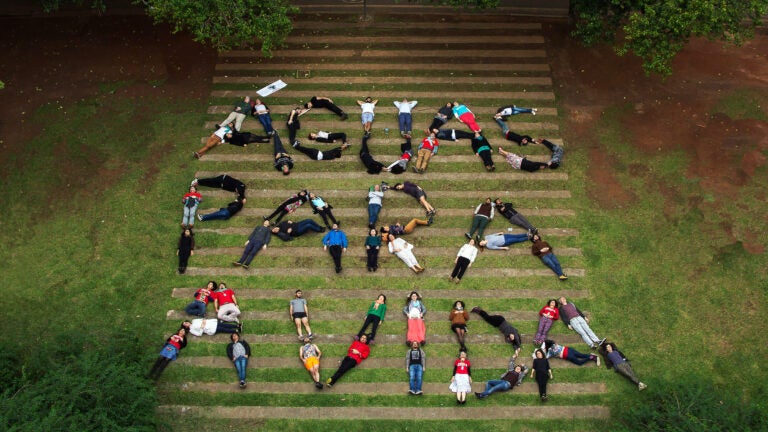 Carolina Caycedo's 2016 creation Aguas Para a Vida illustrates the concept of geochoreography, enabling participants to feel the strength of unity for a common objective. (Photo/Courtesy of the artist)