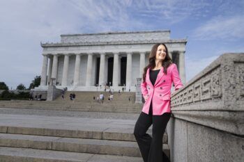 An image depicting Brooke Rollins in a photo session in Washington, D.C.