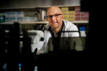 An image of a researcher engaged in laboratory work.