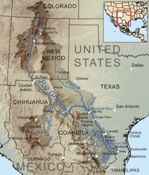 a map of the Rio Grande through Texas