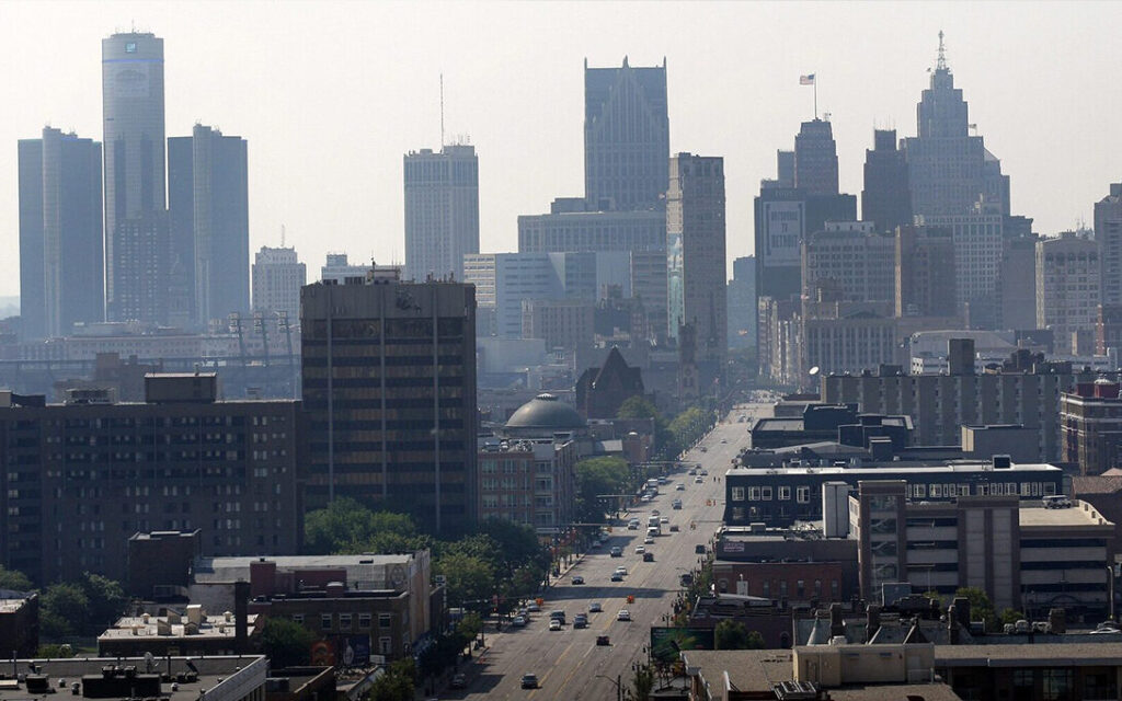 Detroit skyline.