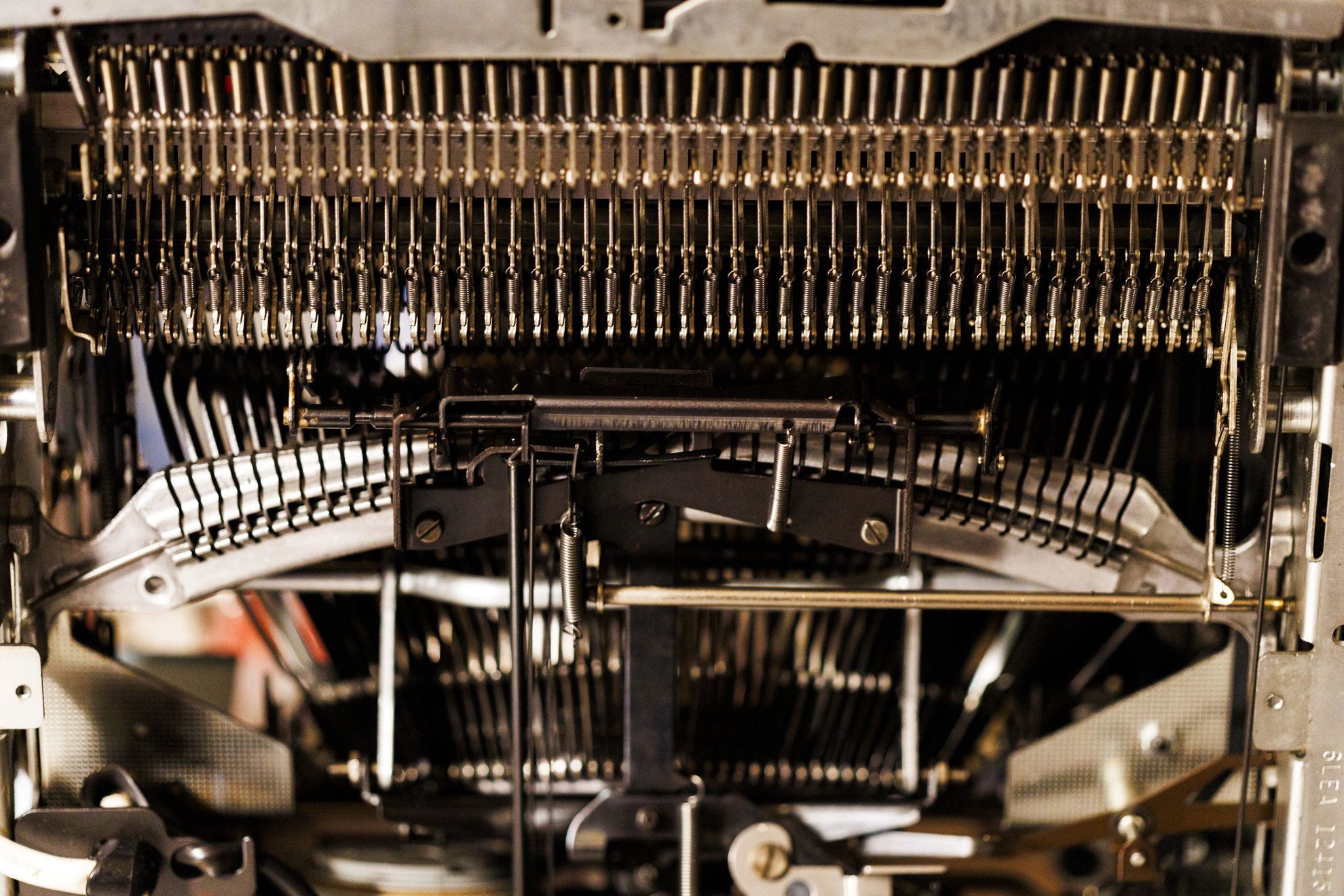 close-up view of typewriter keys