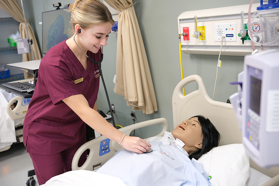 A student at the College of Nursing Simulation Lab. (FSU Photography)