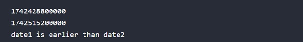 Output of using getTime() Method