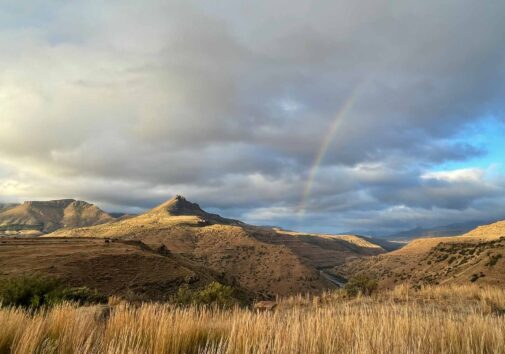 A rainbow arcs over the Maloti Mountains in highland Lesotho. Images courtesy: Brian Stewart, University of Michigan