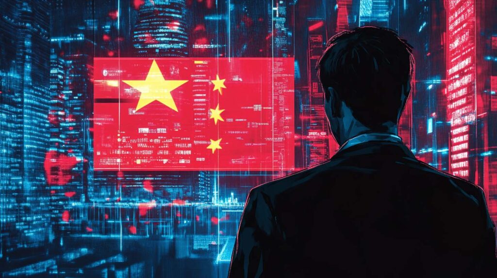 Illustrative concept of Americans' viewpoint on Chinese technology. Image credit: Nicole Smith, created with Midjourney