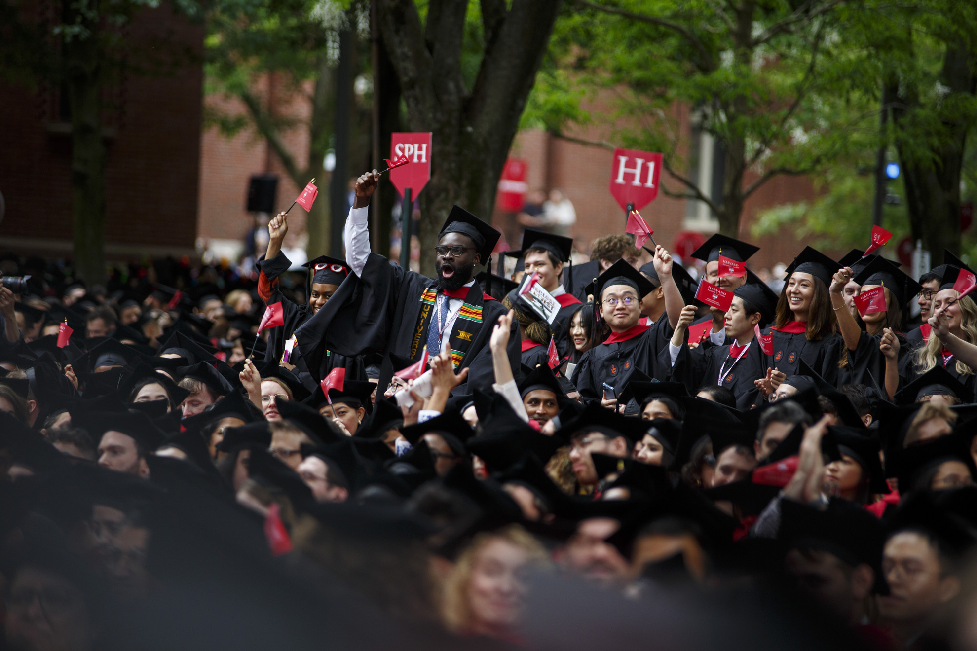 Graduates celebrate.