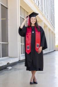 Undergraduate Commencement speaker, Kate Hall, near the journalism building. Hall is graduating with her bachelor’s degree in advertising and public relations. (Dorothy Kozlowski/UGA)