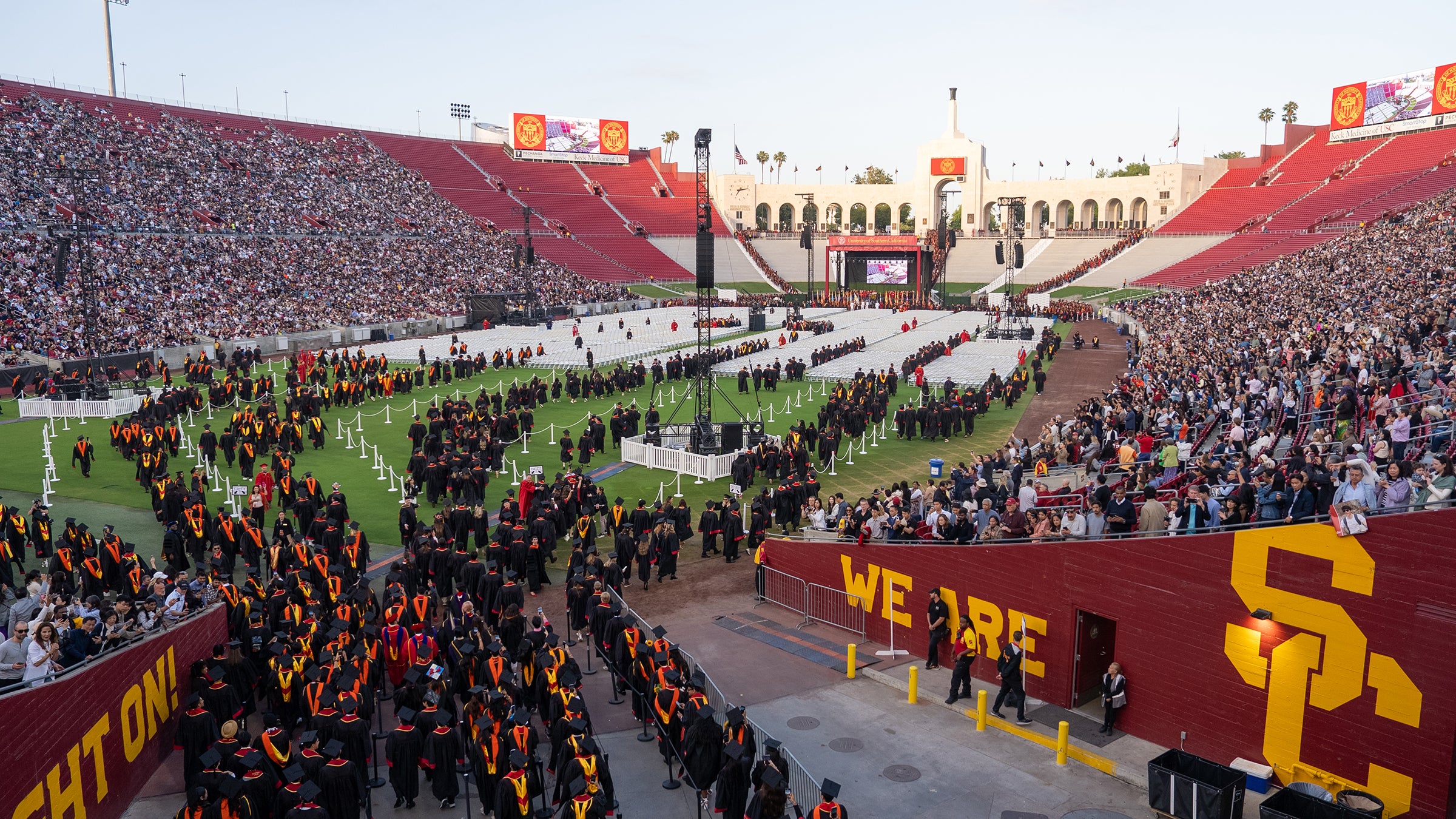 USC 2025 graduation: procession into the Coliseum