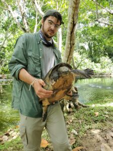 Michael Skibsted holds an adult female Central American river turtle (Dermatemys mawii) at the Belize Foundation for Research and Environmental Education research station in Toledo District, Belize. BFREE maintains a large colony of this critically endangered species that nests underwater and, to date, has produced about 1,000 hatchlings. (Submitted photo)