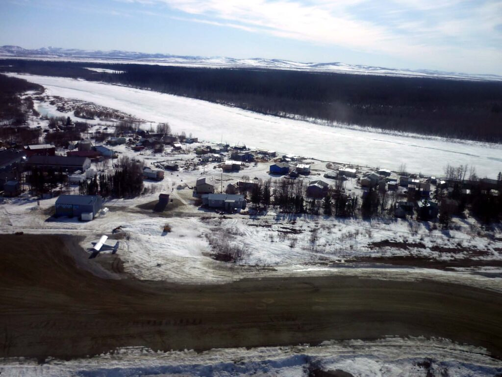 Aerial perspective of a secluded Alaskan community.