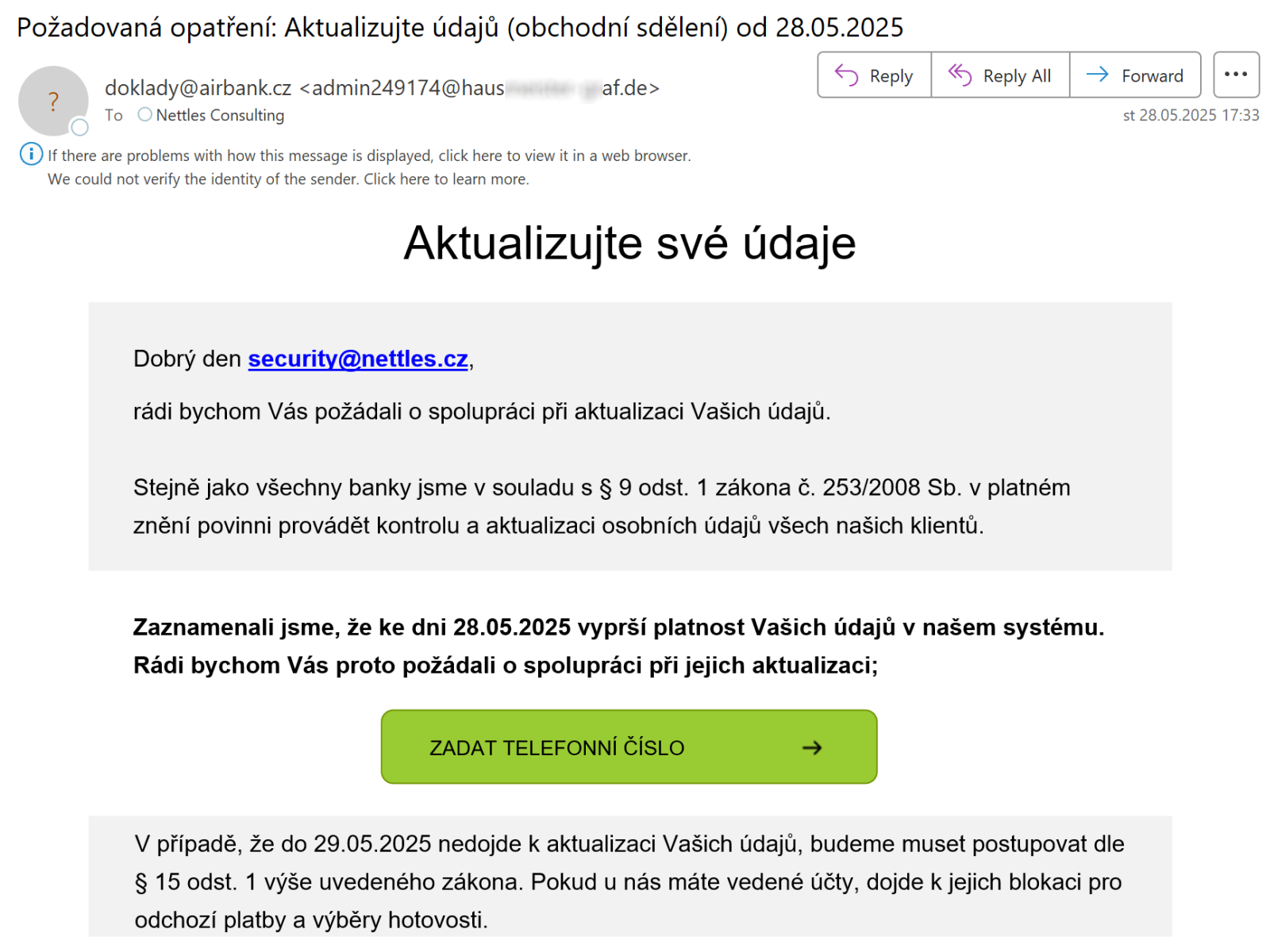 Crafty Phishing Email Disguises Dangerous Link for Outlook Users