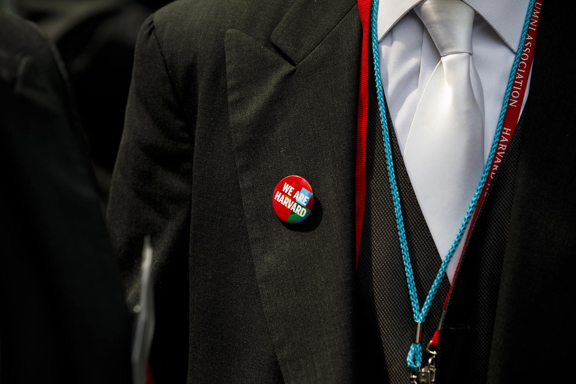 An alumnus sporting a “We Are Harvard.”
