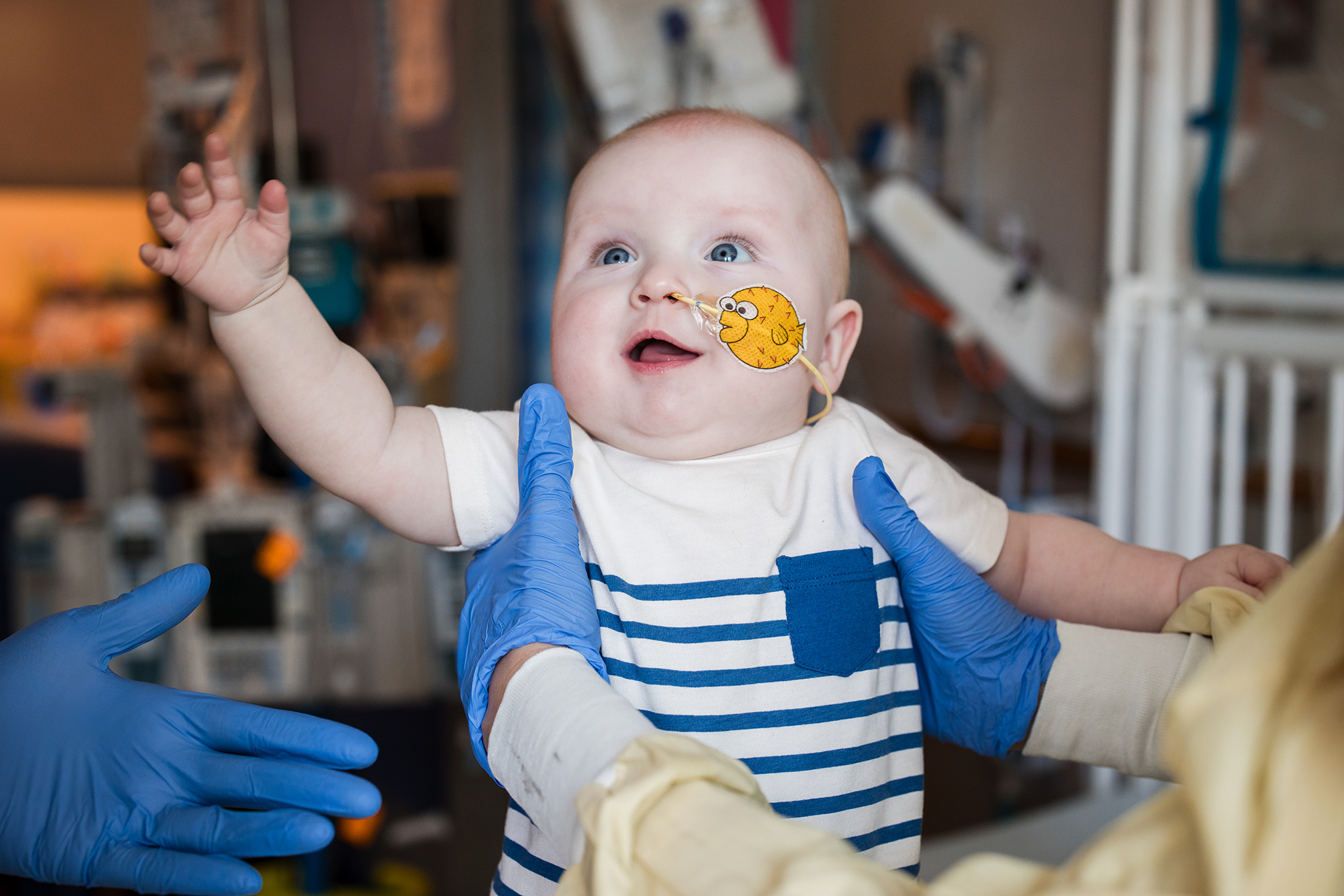 Baby KJ Muldoon after undergoing personalized gene editing treatment.