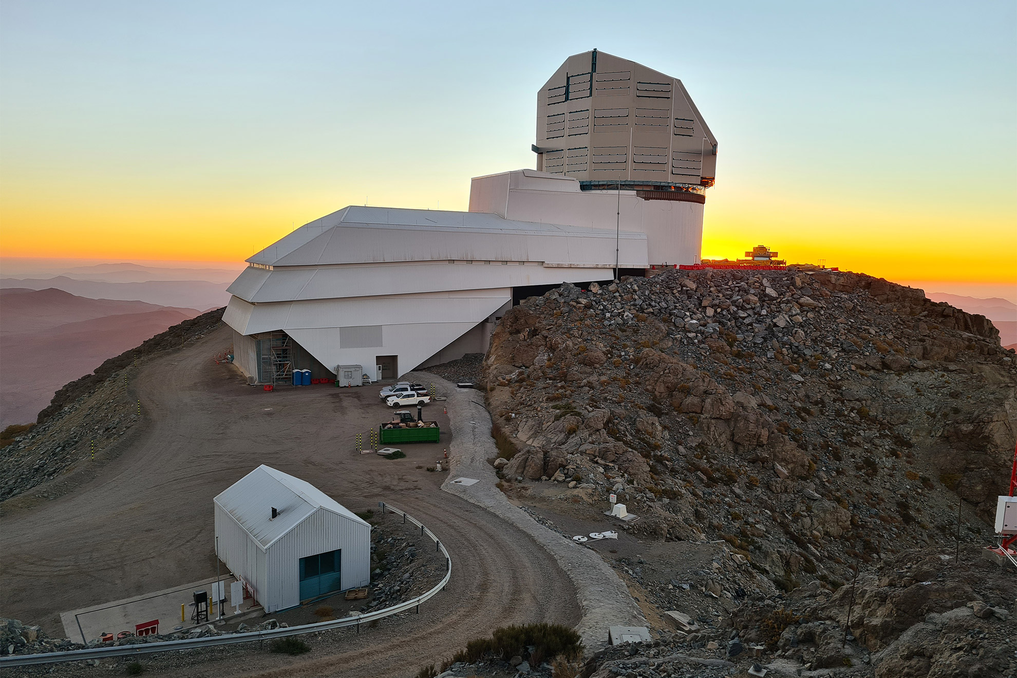 Twilight image of Rubin Observatory.