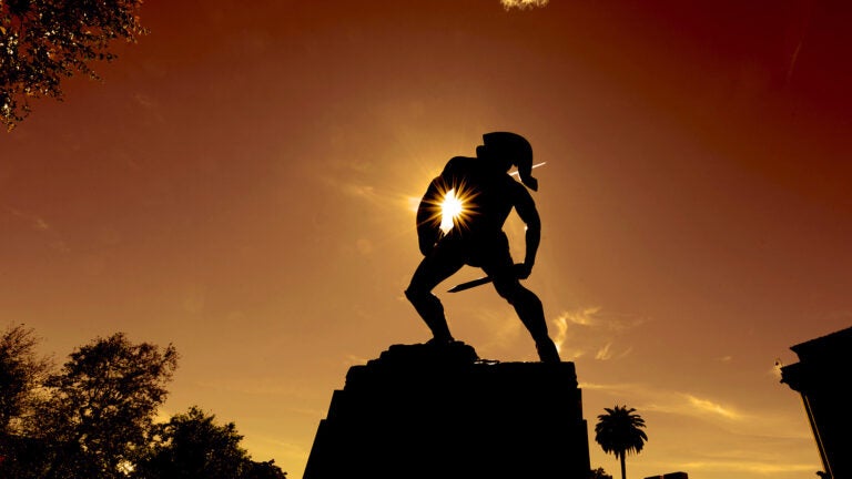 Tommy Trojan at twilight