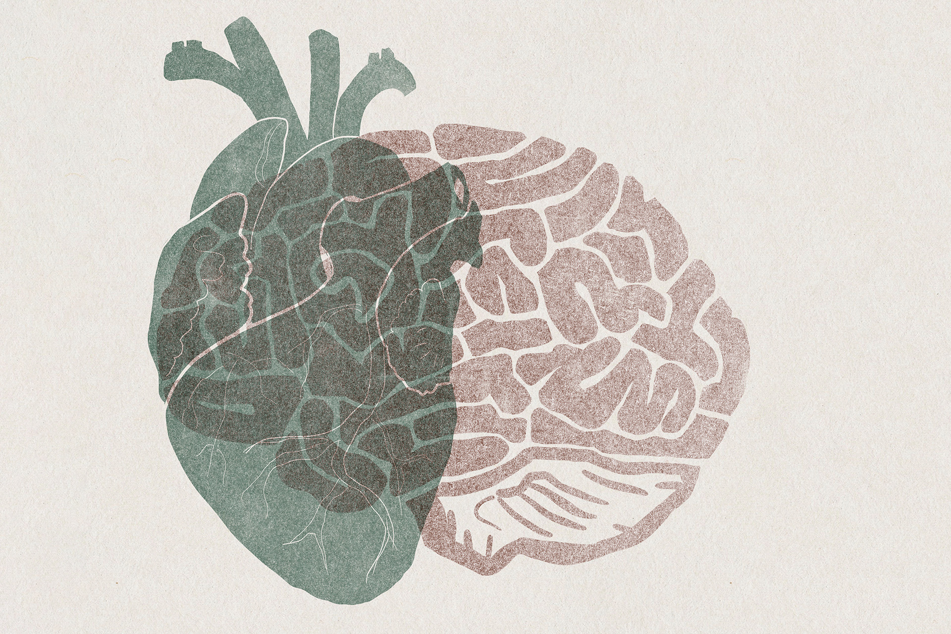 Depiction of heart and brain.