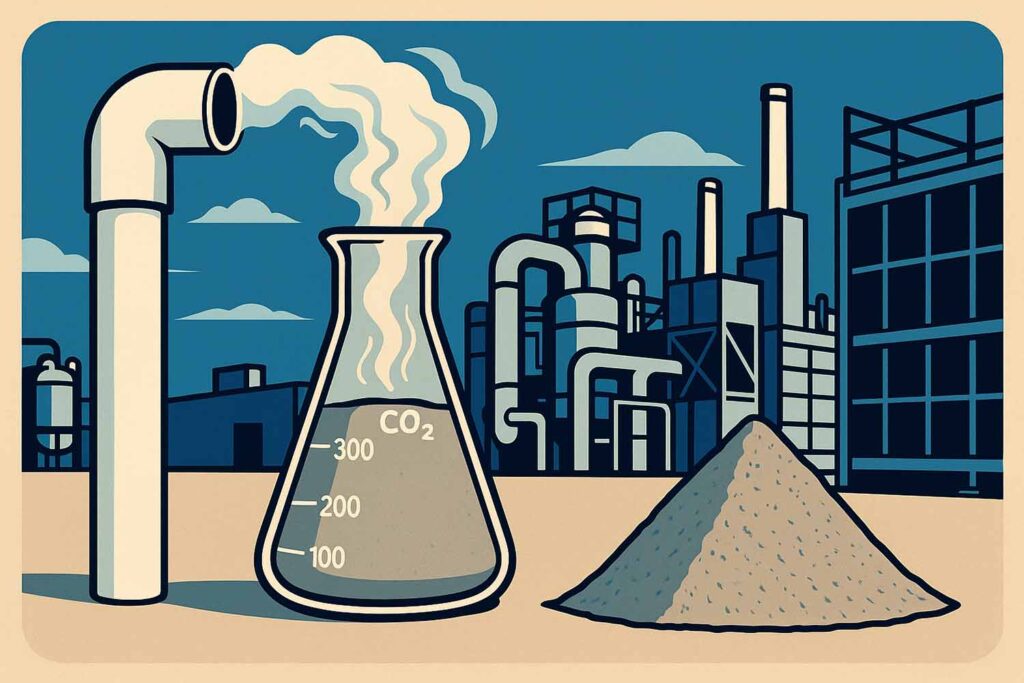 Concept illustration of capturing particulates from the air to utilize in concrete production. Image credit: Nicole Smith, crafted with ChatGPT