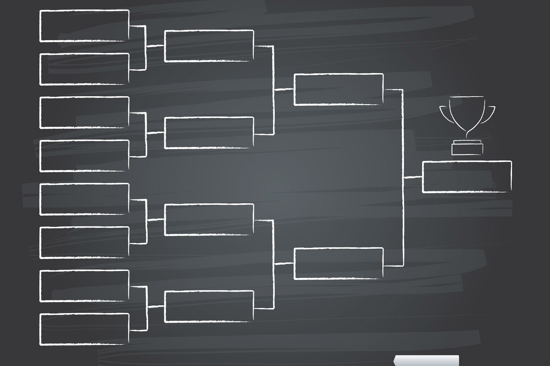 Chalk illustration of the quarter-final structure.