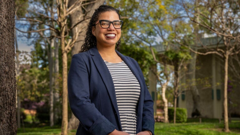 Santina Contreras is an assistant professor at the USC Price School of Public Policy who has dedicated over 15 years collaborating with communities worldwide regarding calamities. (USC Photo/Gus Ruelas)