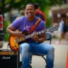 Musician, Cozine Welsh, at PCAP's 2023 Fall Paint Out. Image credit: uptown24 studio, courtesy of Linkage Community.