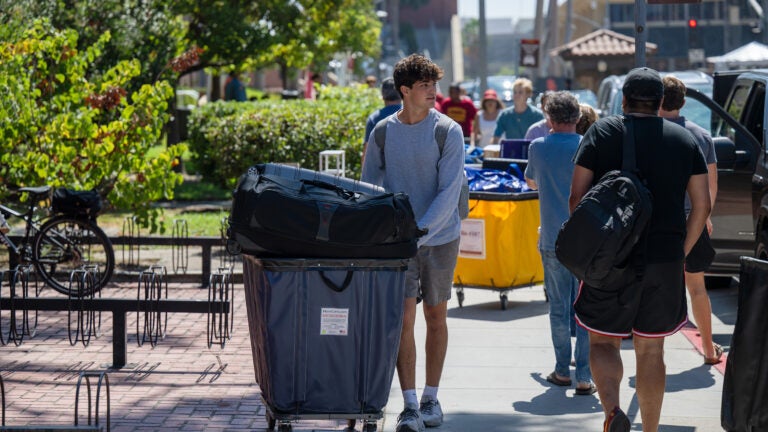 USC autumn move-ins: Student with full bin