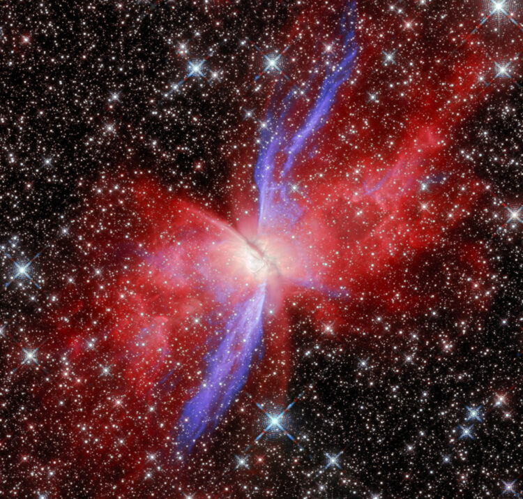 An image of the complete Butterfly Nebula in near-infrared wavelengths.