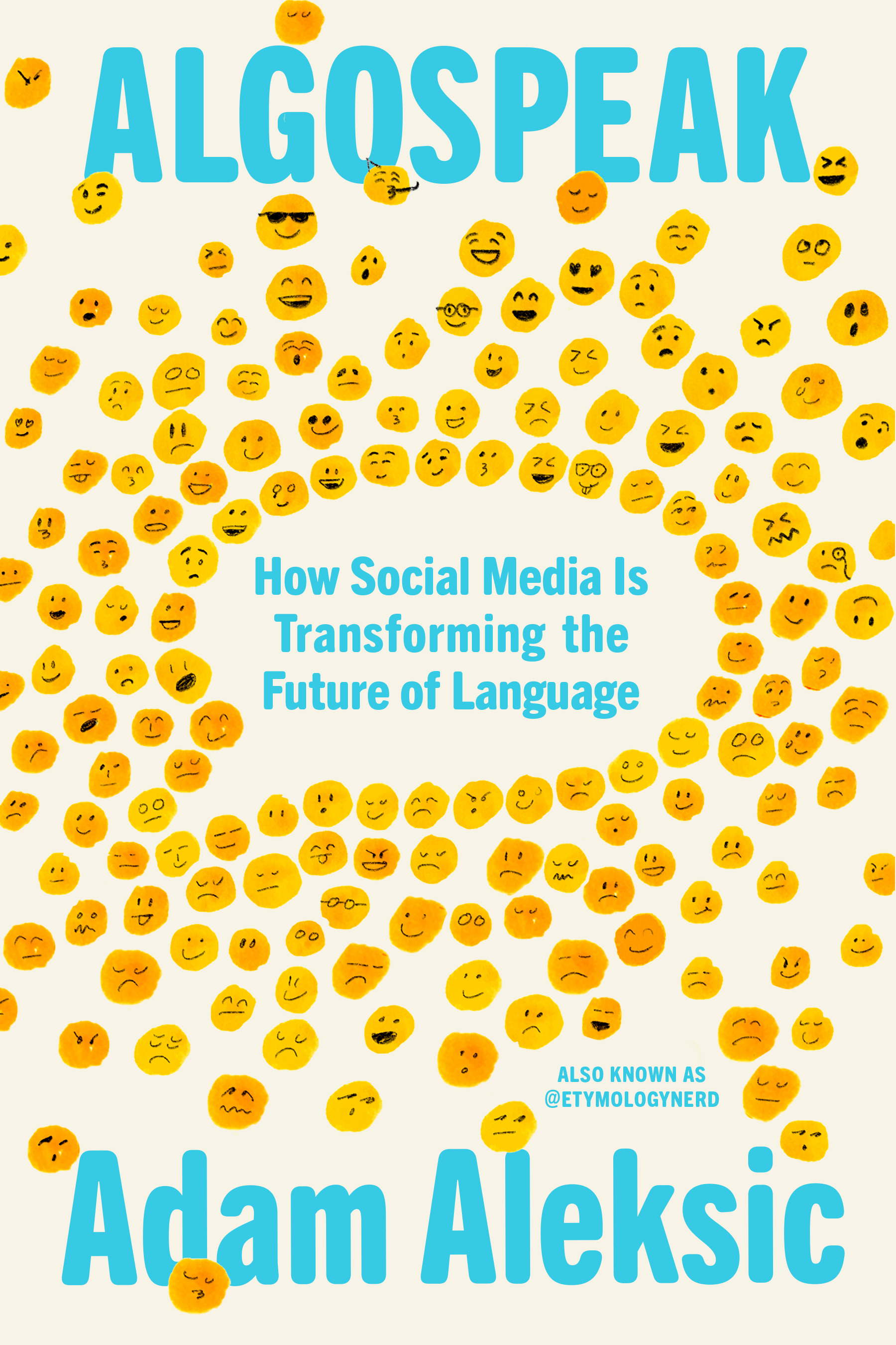The cover of "Algospeak" displays a speech bubble surrounded by emojis.