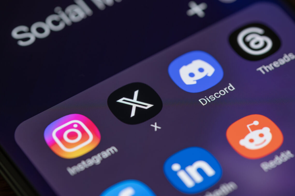 Symbols for social media applications on a smartphone.
